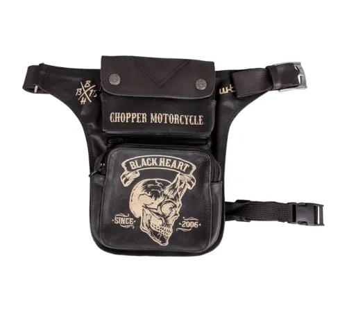 Чорна шкіряна сумка на стегні W-TEC Black Heart Devil Skul Чорна шкіряна сумка на стегні W-TEC Black Heart Devil Skul