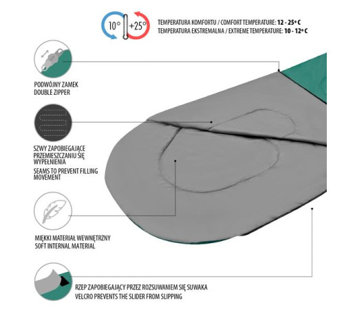 Спальний мішок розмір L NILS CAMP NC2105 сіро-зелений Спальний мішок розмір L NILS CAMP NC2105 сіро-зелений