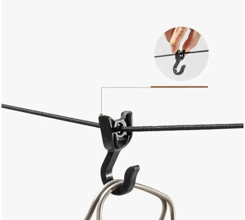 Мотузка з карабіном Mobi Garden NX21671055 430 см, чорна