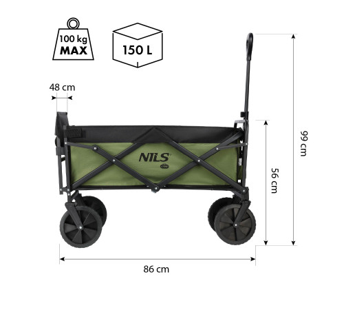 Візок розкладний NILS CAMP NC2602 150 л, зелений