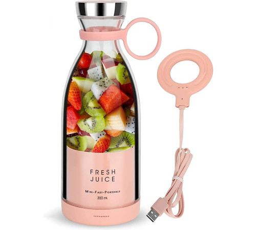 Портативний бездротовий міні блендер для смузі Prime Sport FRESH JUICE - 350 мл, рожевий