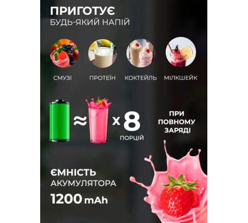 Портативний бездротовий міні блендер для смузі Prime Sport FRESH JUICE 350 мл, білий Портативний бездротовий міні блендер для смузі Prime Sport FRESH JUICE 350 мл, білий