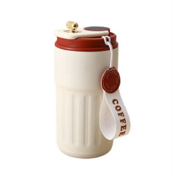 Термочашка Yiwu HP-14-10R, 500 мл з датчиком температури, бежево-червона