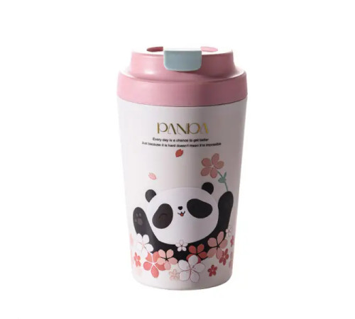 Термочашка Yiwu HP-14-12P Panda 380 мл з керамічною колбою, різнокольорова