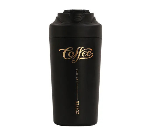 Термочашка Yiwu HP-14-14B Coffee 480 мл з керамічною колбою, чорна Термочашка Yiwu HP-14-14B Coffee 480 мл з керамічною колбою, чорна