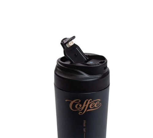 Термочашка Yiwu HP-14-14B Coffee 480 мл з керамічною колбою, чорна Термочашка Yiwu HP-14-14B Coffee 480 мл з керамічною колбою, чорна