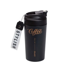 Термочашка Yiwu HP-14-14B Coffee 480 мл з керамічною колбою, чорна