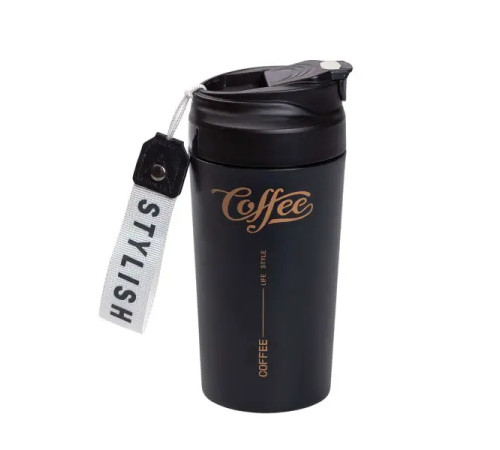 Термочашка Yiwu HP-14-14B Coffee 480 мл з керамічною колбою, чорна Термочашка Yiwu HP-14-14B Coffee 480 мл з керамічною колбою, чорна