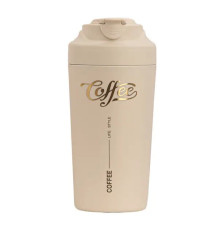 Термочашка Yiwu HP-14-14BE Coffee 480 мл з керамічною колбою, бежева
