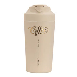 Термочашка Yiwu HP-14-14BE Coffee 480 мл з керамічною колбою, бежева