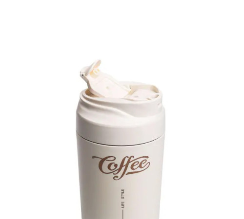 Термочашка Yiwu HP-14-14BE Coffee 480 мл з керамічною колбою, бежева