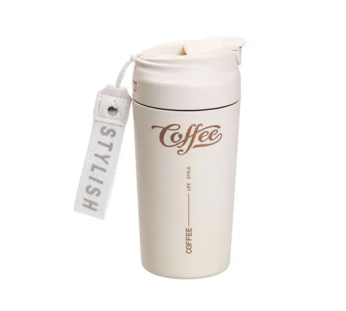 Термочашка Yiwu HP-14-14BE Coffee 480 мл з керамічною колбою, бежева