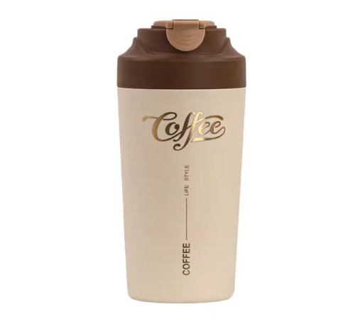 Термочашка Yiwu HP-14-14BR Coffee 480 мл з керамічною колбою, коричнева