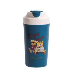 Термочашка Yiwu HP-14-15GR Bears 480 мл з керамічною колбою, синя