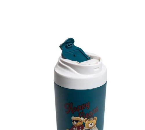Термочашка Yiwu HP-14-15GR Bears 480 мл з керамічною колбою, синя