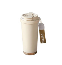 Термочашка Yiwu HP-14-17BE Coffee 500 мл з ремінцем, бежева