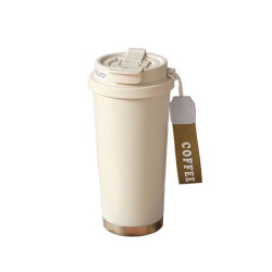 Термочашка Yiwu HP-14-17BE Coffee 500 мл з ремінцем, бежева