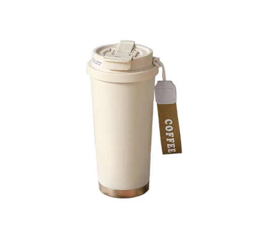 Термочашка Yiwu HP-14-17BE Coffee 500 мл з ремінцем, бежева