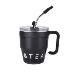 Термочашка Yiwu Coffee & Tea HP-14-23B 480 мл з трубочкою і подвійним відкриванням, чорна