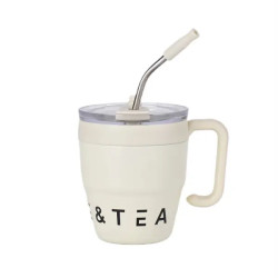 Термочашка Yiwu Coffee & Tea HP-14-23BE 480 мл з трубочкою і подвійним відкриванням, біла