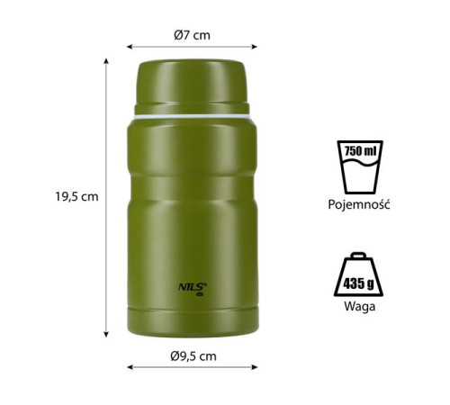 Термос NILS CAMP NCT02 750 мл, темно-зелений