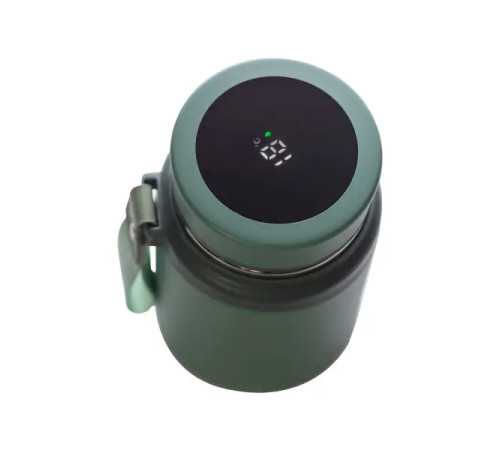 Термос Yiwu HP-14-20GR Fashion 700 мл з датчиком температури та ситечком, оливковий