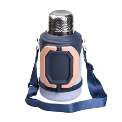 Термос Yiwu HP-14-21BL туристичний Vacuum Cup 1,5 л з фліп кришкою та складаними ручками, темно-синій