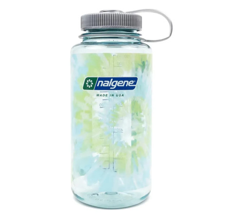 Пляшка для води Nalgene 1 л WM Seafoam w/Platinum Blue Tie Dye, блакитно-зелена