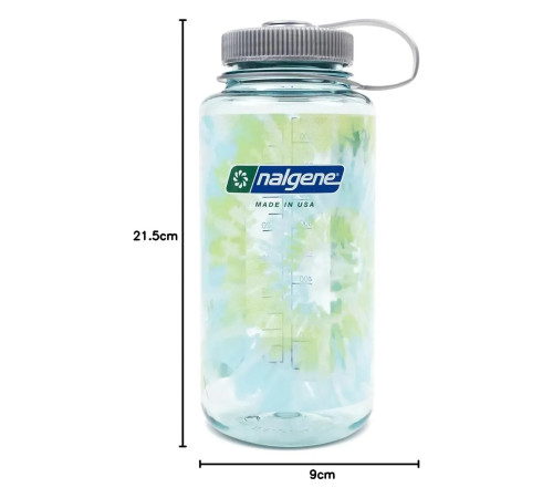 Пляшка для води Nalgene 1 л WM Seafoam w/Platinum Blue Tie Dye, блакитно-зелена