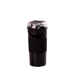 Термочашка Happy Life 400 мл із трубочкою та кришкою на защіпці, чорна