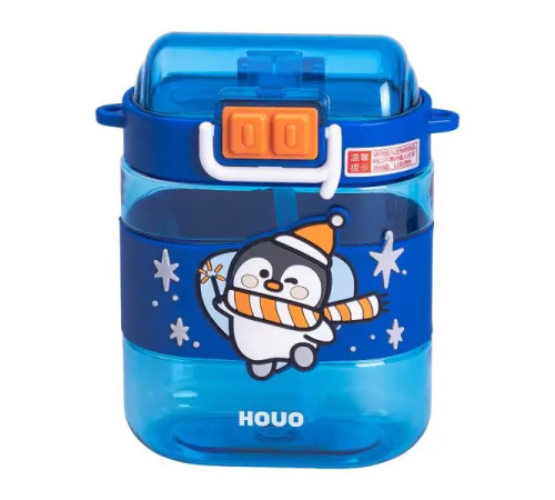 Дитяча пляшка для води Yiwu Dodo Penguin 560 мл з ремінцем, синя