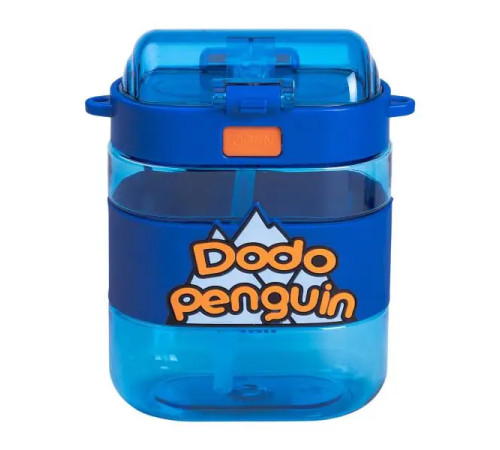 Дитяча пляшка для води Yiwu Dodo Penguin 560 мл з ремінцем, синя