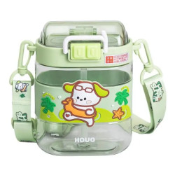 Дитяча пляшка для води Yiwu Hello Summer 560 мл з ремінцем, зелена