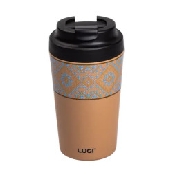 Термочашка Yiwu Вишиванка HP-14-50O 380 мл з кришкою на защіпці, коричнева