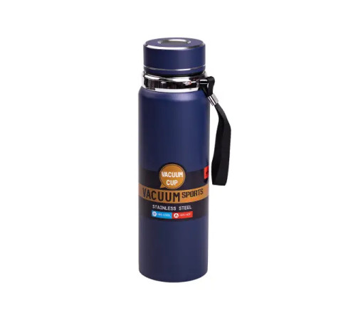 Термос Yiwu HP-14-30BL Vacuum Sports 1 л з датчиком температури та ситечком, темно-синій