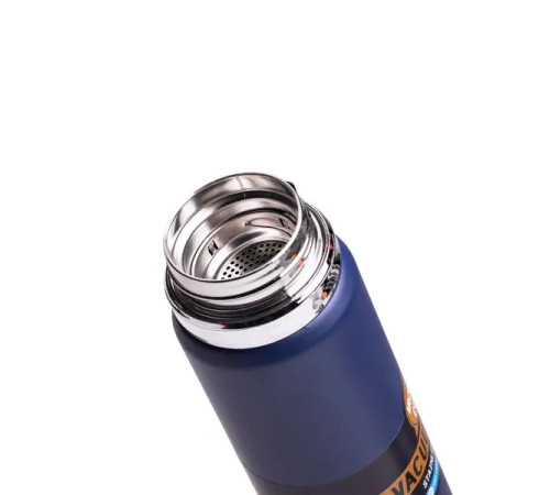Термос Yiwu HP-14-30BL Vacuum Sports 1 л з датчиком температури та ситечком, темно-синій