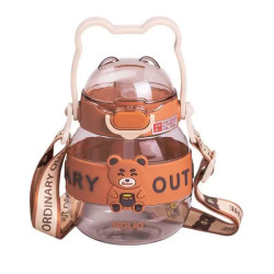 Дитяча пляшка для води Yiwu 580 мл з ручкою, коричнева