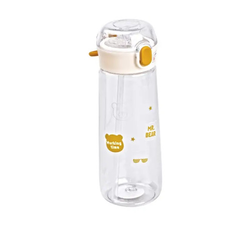 Пляшка для води Happy Life Bear 600 мл з кришкою на защіпці, помаранчева