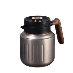 Термос-чайник Yiwu HP-14-51G 1 л із заварником та датчиком температури, сірий