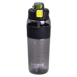 Пляшка для води Yiwu Sports 800 мл з трубочкою, чорна