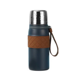 Термос Yiwu HP-14-7BL 700 мл з кришкою фліп топ і ситечком, темно-синій