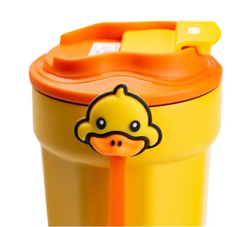 Термочашка Happy Life G. Duck 450 мл з кришкою на защіпці, жовта