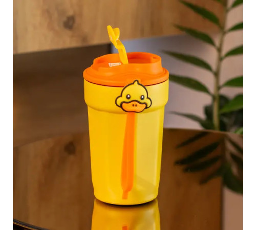 Термочашка Happy Life G. Duck 450 мл з кришкою на защіпці, жовта