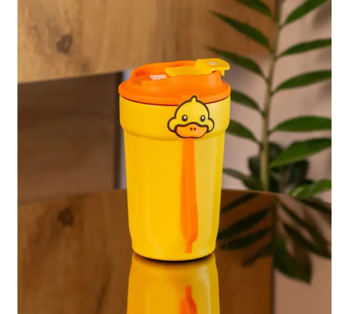 Термочашка Happy Life G. Duck 450 мл з кришкою на защіпці, жовта