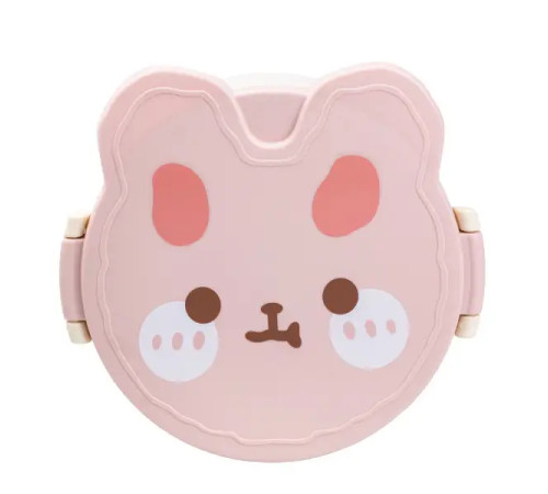 Ланч-бокс дитячий TS Kitchen зі столовими приборами Rabbit 18 х 18 х 7 см, рожево-білий