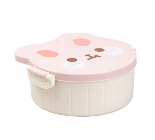 Ланч-бокс дитячий TS Kitchen зі столовими приборами Rabbit 18 х 18 х 7 см, рожево-білий