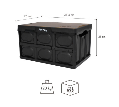Ящик складаний 2в1 NILS CAMP NCB4005 20 л, чорний