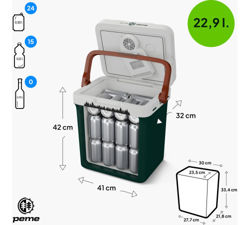 Дорожній холодильник Peme Essential 27, 23 л коричневий