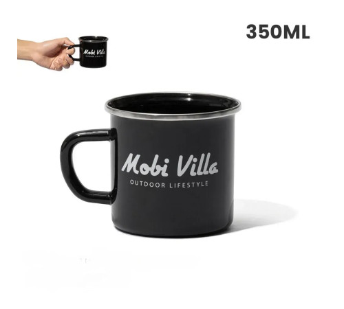 Чашка емальована Mobi Garden Villa NX21666069 350 мл, чорна