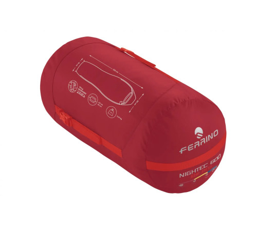 Спальний мішок Ferrino Nightec Lite Pro 600M 220 x 80 x 55 см, червоний
